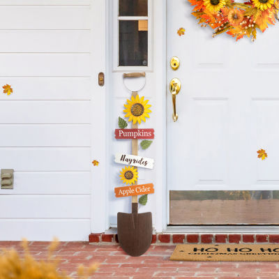 Glitzhome Fall Wood And Metal Shovel Thanksgiving Holiday Yard Art