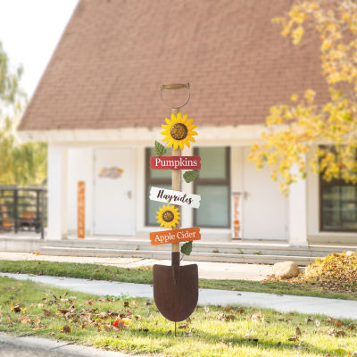 Glitzhome Fall Wood And Metal Shovel Thanksgiving Yard Art