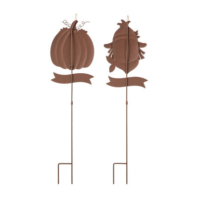 Glitzhome Set Of 2 Fall Metal Thanksgiving Yard Art