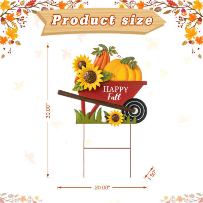 Glitzhome Fall Metal Pumpkin Thanksgiving Holiday Yard Art