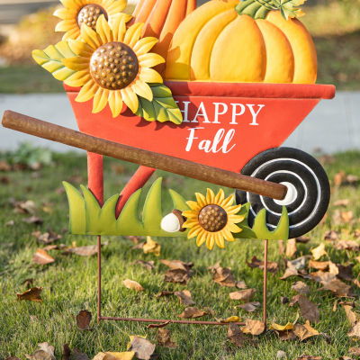 Glitzhome Fall Metal Pumpkin Thanksgiving Holiday Yard Art