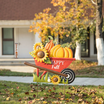 Glitzhome Fall Metal Pumpkin Thanksgiving Yard Art