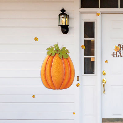 Glitzhome Fall Metal Embossed Pumpkin Thanksgiving Yard Art