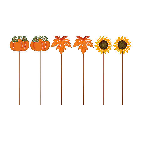 Glitzhome Set Of 6 Fall Thanksgiving Yard Art, One Size, Orange