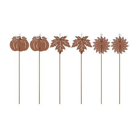 Glitzhome Set Of 6 Fall Thanksgiving Yard Art, One Size, Orange