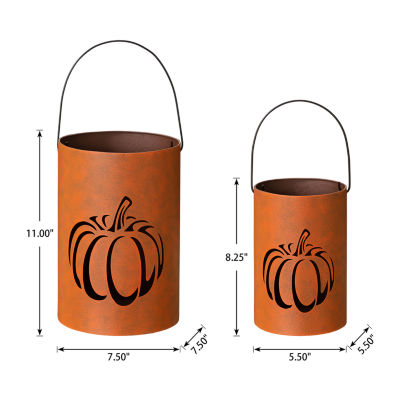 Glitzhome Metal Cutout Pumpkin Bucket 2-pc. Thanksgiving Tabletop Decor