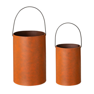 Glitzhome Metal Cutout Pumpkin Bucket 2-pc. Thanksgiving Tabletop Decor