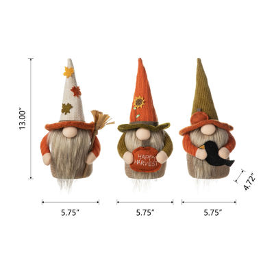 Glitzhome Fall Fabric Gnome 3-pc. Thanksgiving Tabletop Decor