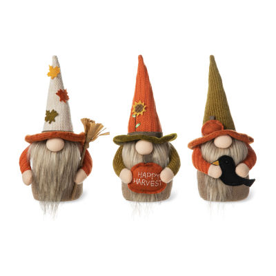 Glitzhome Fall Fabric Gnome 3-pc. Thanksgiving Tabletop Decor