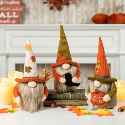 Glitzhome Fall Fabric Gnome 3-pc. Thanksgiving Tabletop Decor