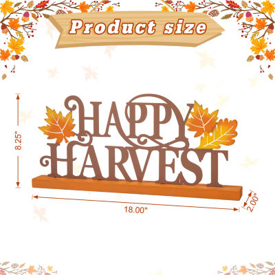 Glitzhome Wood And Metal Happy Harvest Thanksgiving Tabletop Decor