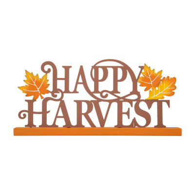 Glitzhome Wood And Metal Happy Harvest Thanksgiving Tabletop Decor