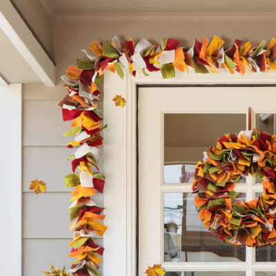 Glitzhome Fall Multi Color Felt Christmas Indoor Garland