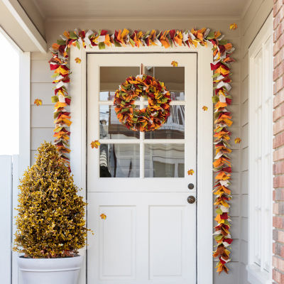 Glitzhome Fall Multi Color Felt Christmas Indoor Garland