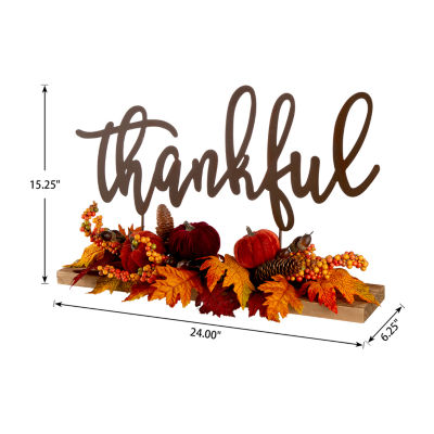 Glitzhome Harvest Metal Sign Floral Thanksgiving Tabletop Decor