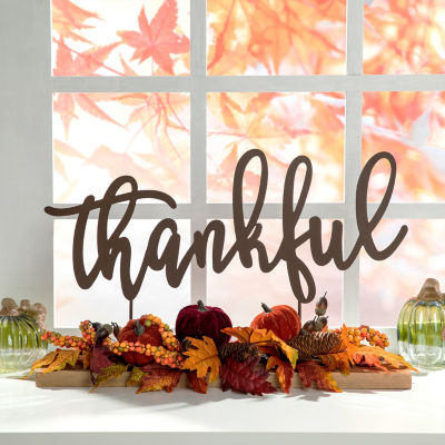 Glitzhome Harvest Metal Sign Floral Thanksgiving Tabletop Decor