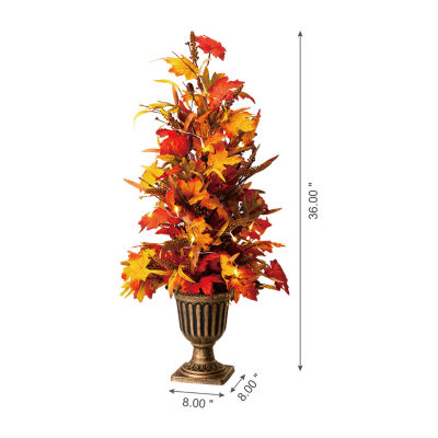 Glitzhome Fall Lighted Maple Leaves Tree Thanksgiving Porch Sign