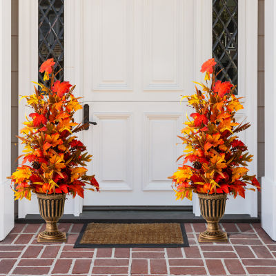 Glitzhome Fall Lighted Maple Leaves Tree Thanksgiving Porch Sign