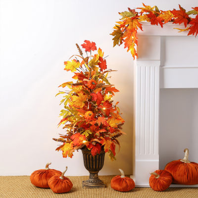 Glitzhome Fall Lighted Maple Leaves Tree Thanksgiving Porch Sign