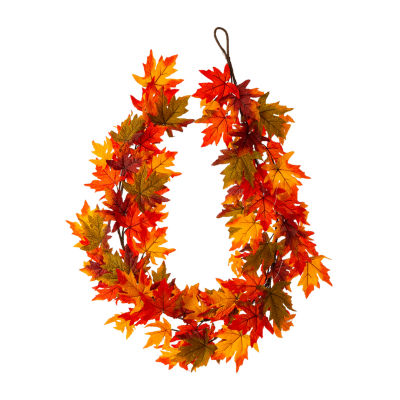 Glitzhome Fall Lighted Maple Leaves Christmas Indoor Garland