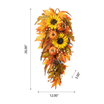 Glitzhome Sunflower Pumpkin Leaf Swag