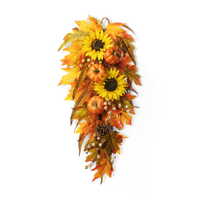 Glitzhome Sunflower Pumpkin Leaf Swag