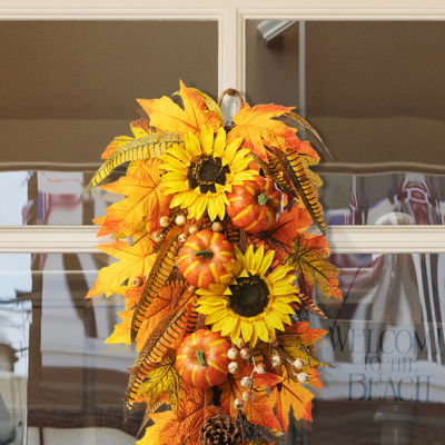 Glitzhome Sunflower Pumpkin Leaf Swag