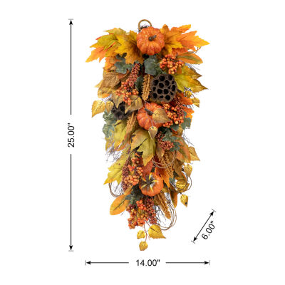 Glitzhome Fall Pumpkin Leaf Swag