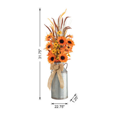 Glitzhome Fall Sunflower Leaf Potted Tree Thanksgiving Tabletop Decor