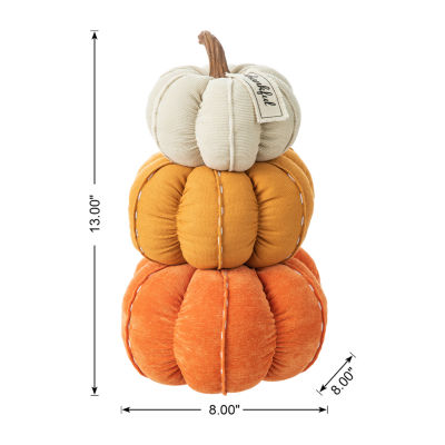 Glitzhome Fall Stacked Fabric Pumpkin Thanksgiving Tabletop Decor