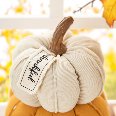 Glitzhome Fall Stacked Fabric Pumpkin Thanksgiving Tabletop Decor