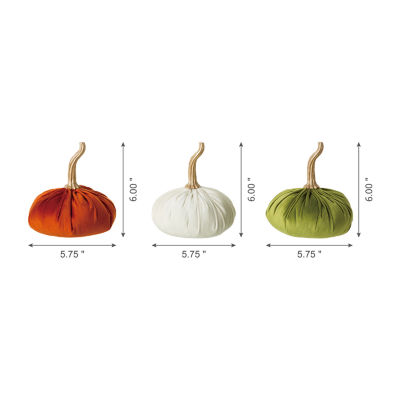 Glitzhome Velvet Pumpkins 3-pc. Thanksgiving Tabletop Decor