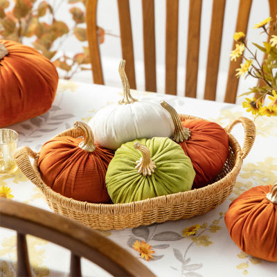 Glitzhome 3-pc. Velvet Pumpkins Thanksgiving Tabletop Decor