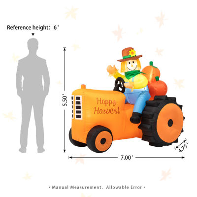 Glitzhome Fall Lighted Tractor Decor Thanksgiving Outdoor Inflatable