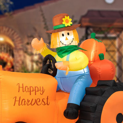 Glitzhome Fall Lighted Tractor Decor Thanksgiving Outdoor Inflatable