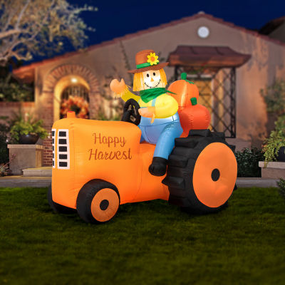 Glitzhome Fall Lighted Tractor Decor Thanksgiving Outdoor Inflatable