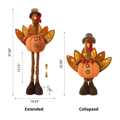 Glitzhome Fabric Turkey Standing Decor Thanksgiving Porch Sign