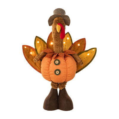 Glitzhome Fabric Turkey Standing Decor Thanksgiving Porch Sign