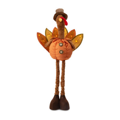 Glitzhome Fabric Turkey Standing Decor Thanksgiving Porch Sign