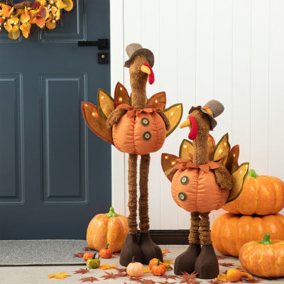 Glitzhome Fabric Turkey Standing Decor Thanksgiving Porch Sign