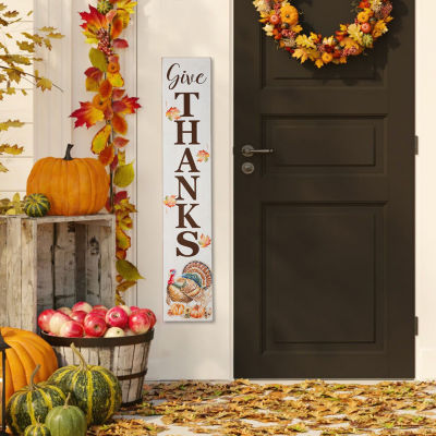 Glitzhome Harvest Wooden Give Thanks Thanksgiving Porch Sign