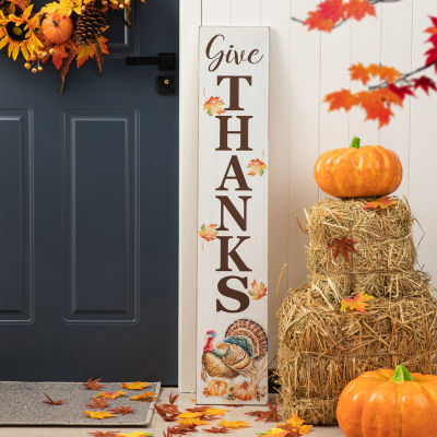 Glitzhome Harvest Wooden Give Thanks Thanksgiving Porch Sign