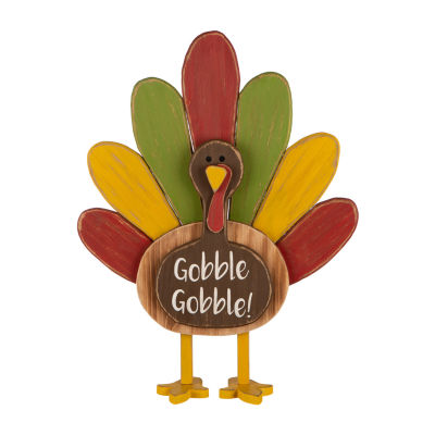 Glitzhome Harvest Wooden Turkey Standing Decor Thanksgiving Porch Sign