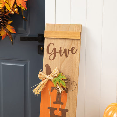 Glitzhome Harvest Wooden Pumpkin Thanksgiving Porch Sign