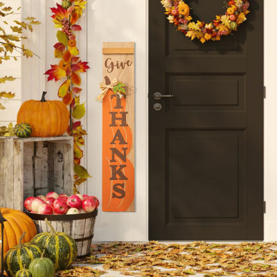 Glitzhome Harvest Wooden Pumpkin Thanksgiving Porch Sign