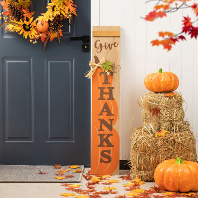 Glitzhome Harvest Wooden Pumpkin Thanksgiving Porch Sign