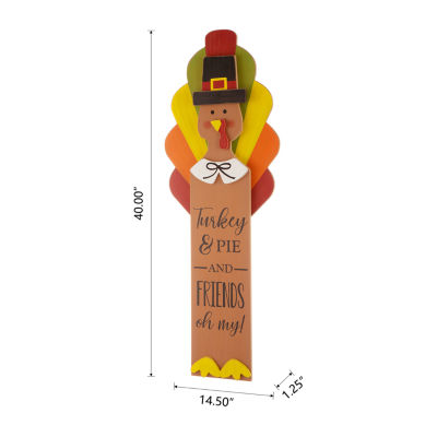 Glitzhome Harvest Wooden Turkey Standing Decor Thanksgiving Porch Sign