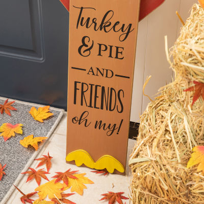 Glitzhome Harvest Wooden Turkey Standing Decor Thanksgiving Porch Sign