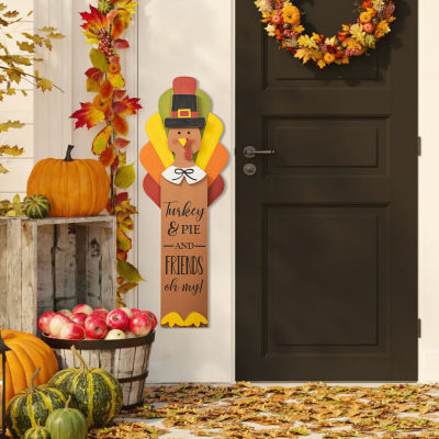 Glitzhome Harvest Wooden Turkey Standing Decor Thanksgiving Porch Sign