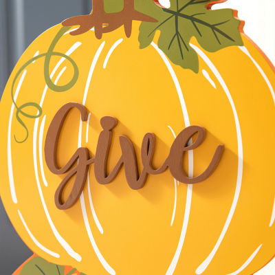 Glitzhome Harvest Wooden Pumpkin Thanksgiving Porch Sign